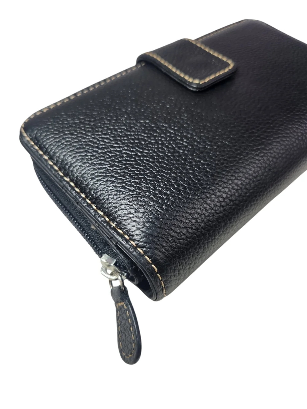 Black Genuine Leather Wallet Organizer Snap Closure Bifold Clutch Classic Style